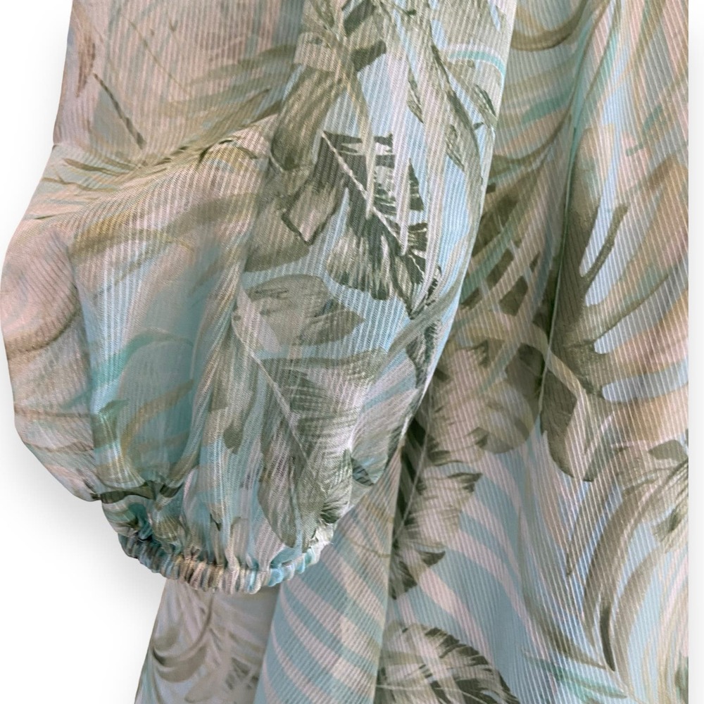 Alex Marie "Hallie" Green Palm Print V-Neck Chiffon Long Sleeve Maxi Dress - Picture 8 of 12